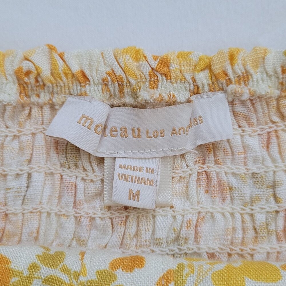 Monteau Yellow Floral Button Front Cropped Tank Top Size Medium Coquette - Picture 5 of 10